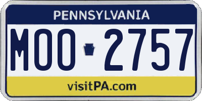 PA license plate MOO2757