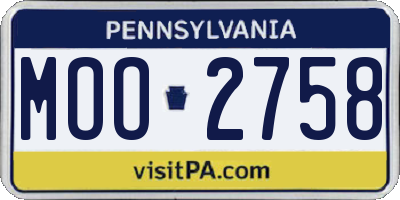 PA license plate MOO2758