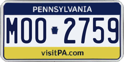 PA license plate MOO2759