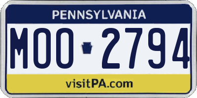 PA license plate MOO2794