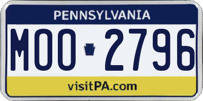 PA license plate MOO2796