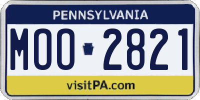 PA license plate MOO2821