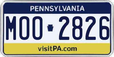 PA license plate MOO2826
