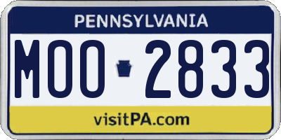 PA license plate MOO2833