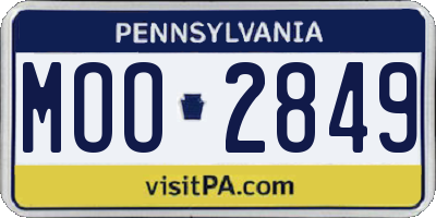 PA license plate MOO2849