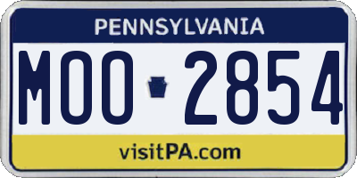 PA license plate MOO2854