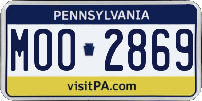 PA license plate MOO2869