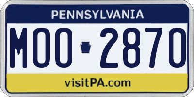 PA license plate MOO2870