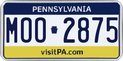 PA license plate MOO2875