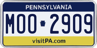 PA license plate MOO2909