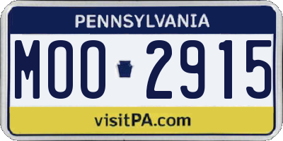 PA license plate MOO2915