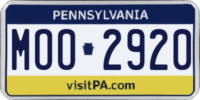 PA license plate MOO2920