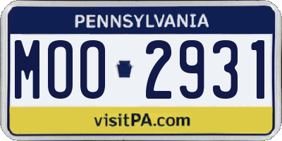 PA license plate MOO2931