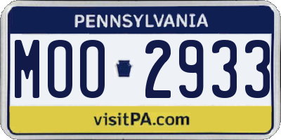 PA license plate MOO2933