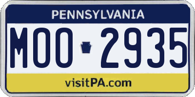 PA license plate MOO2935