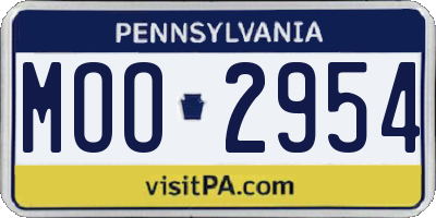 PA license plate MOO2954