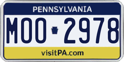 PA license plate MOO2978