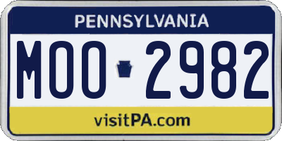 PA license plate MOO2982
