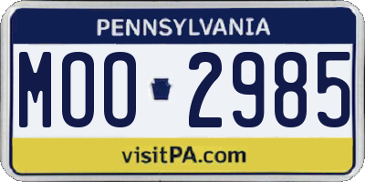 PA license plate MOO2985