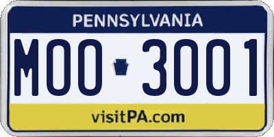 PA license plate MOO3001
