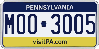 PA license plate MOO3005