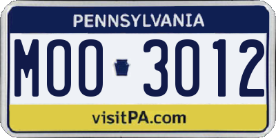 PA license plate MOO3012