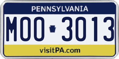 PA license plate MOO3013