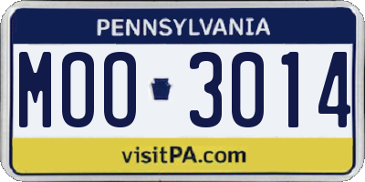 PA license plate MOO3014