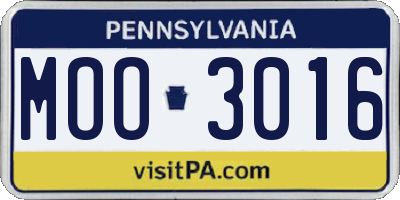 PA license plate MOO3016