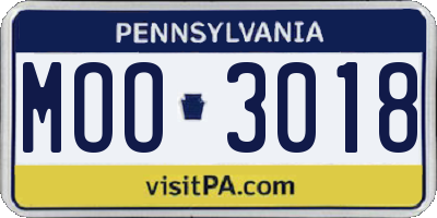 PA license plate MOO3018