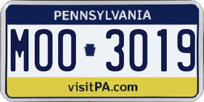 PA license plate MOO3019