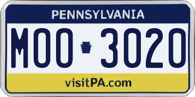 PA license plate MOO3020