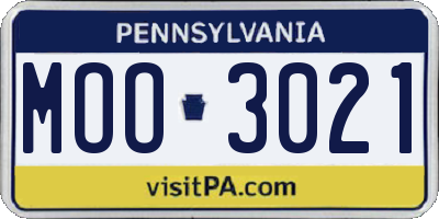 PA license plate MOO3021