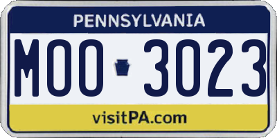 PA license plate MOO3023