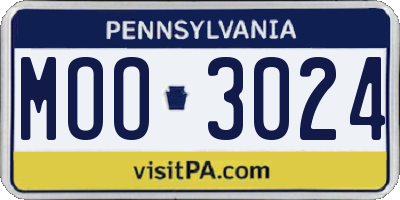 PA license plate MOO3024