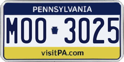 PA license plate MOO3025
