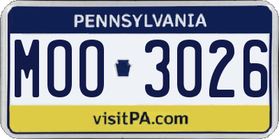 PA license plate MOO3026