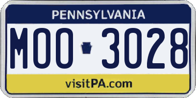 PA license plate MOO3028