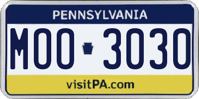 PA license plate MOO3030