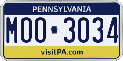 PA license plate MOO3034