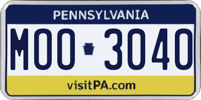 PA license plate MOO3040