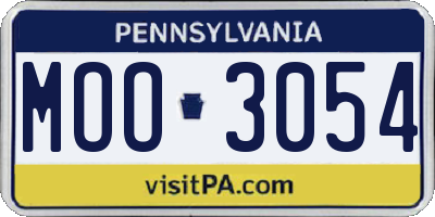 PA license plate MOO3054