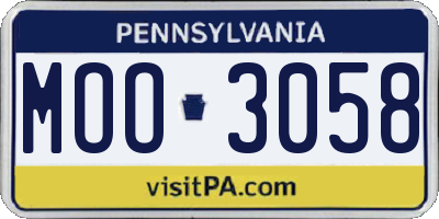 PA license plate MOO3058