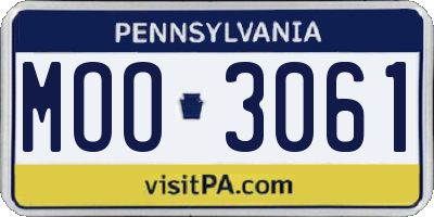 PA license plate MOO3061