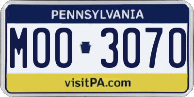 PA license plate MOO3070