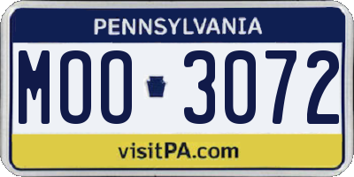 PA license plate MOO3072