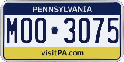 PA license plate MOO3075