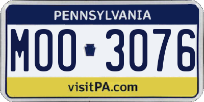 PA license plate MOO3076