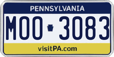 PA license plate MOO3083