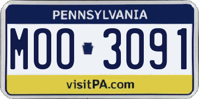 PA license plate MOO3091